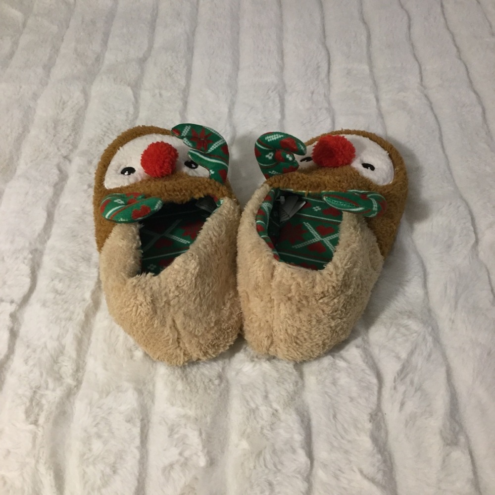 Xmas slippers with a red nose reindeer size 9 / 10 - Picture 2 of 3